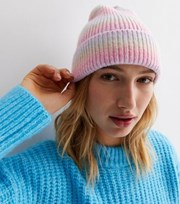 New Look Multicoloured Ombre Ribbed Beanie